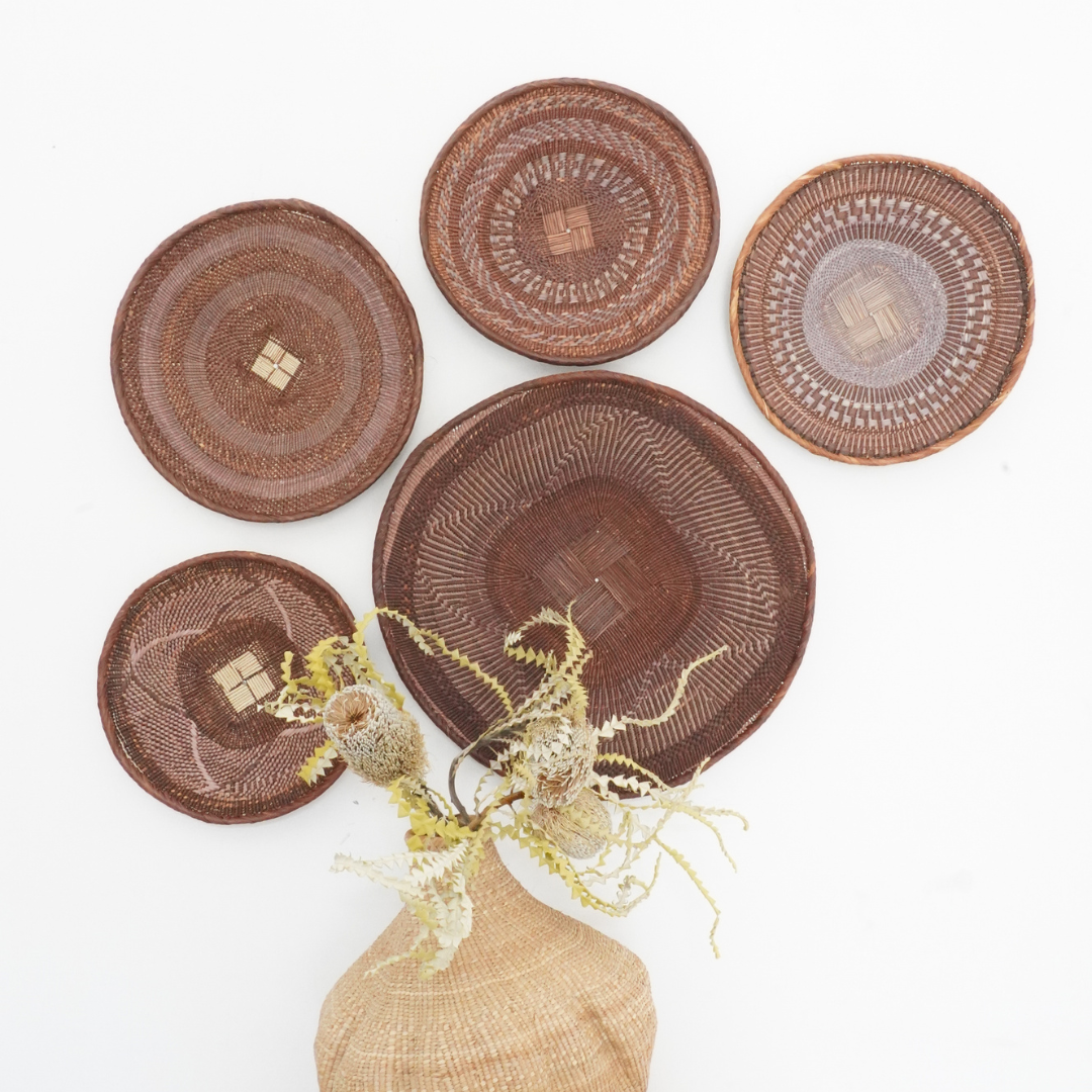 TongaBinga Plates - Chocolate w/ Grey - Wall Decoration