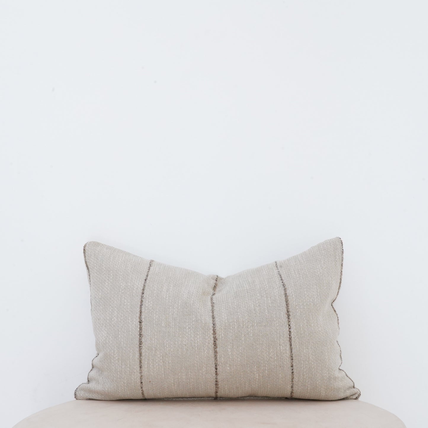 Jute linen cushion with French seam, natural home decor.