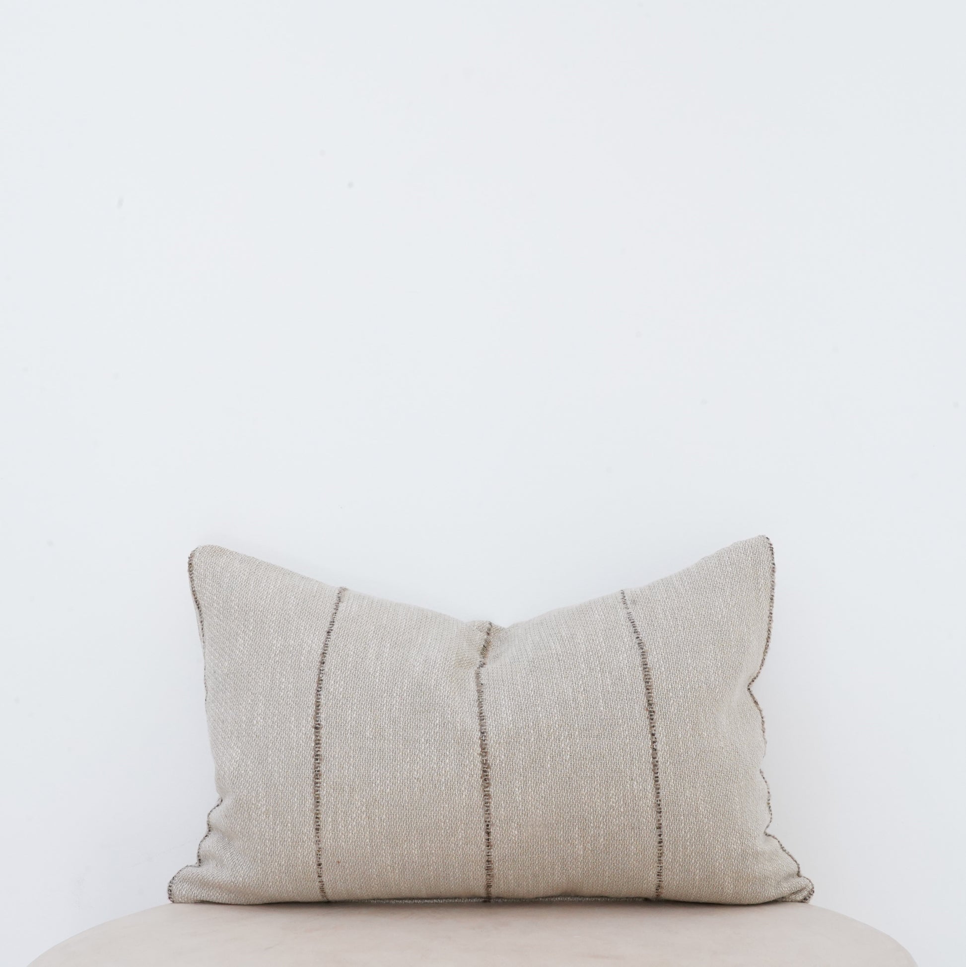 Jute linen cushion with French seam, natural home decor.