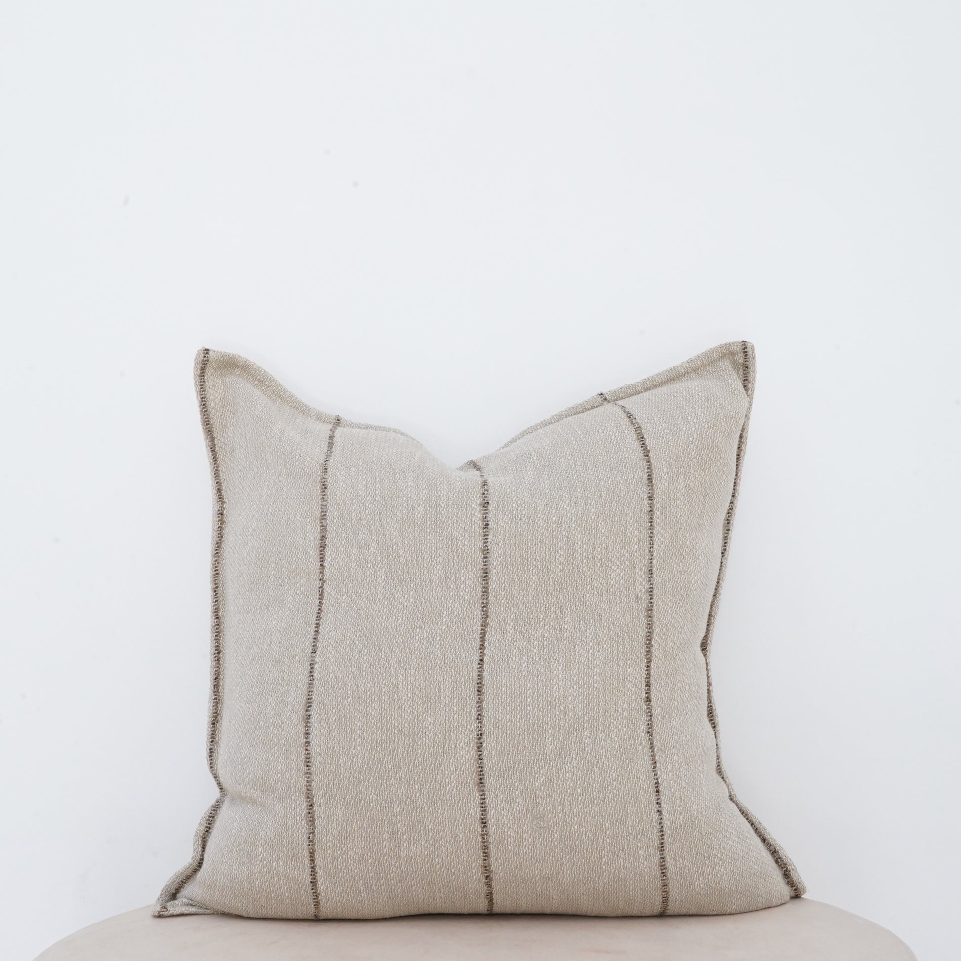 Jute linen cushion with French seam, natural home decor.
