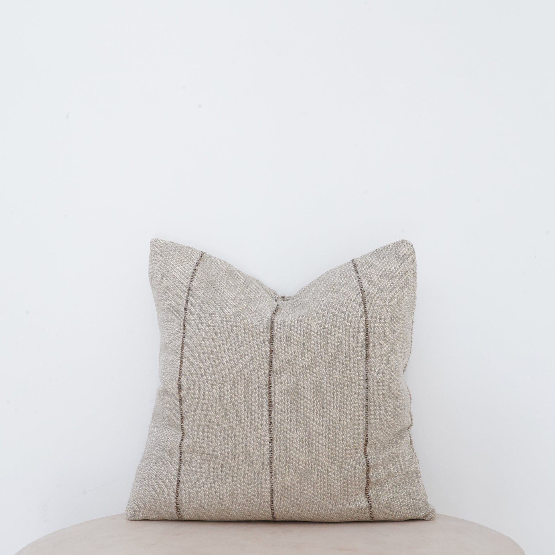 Jute linen cushion with French seam, natural home decor.