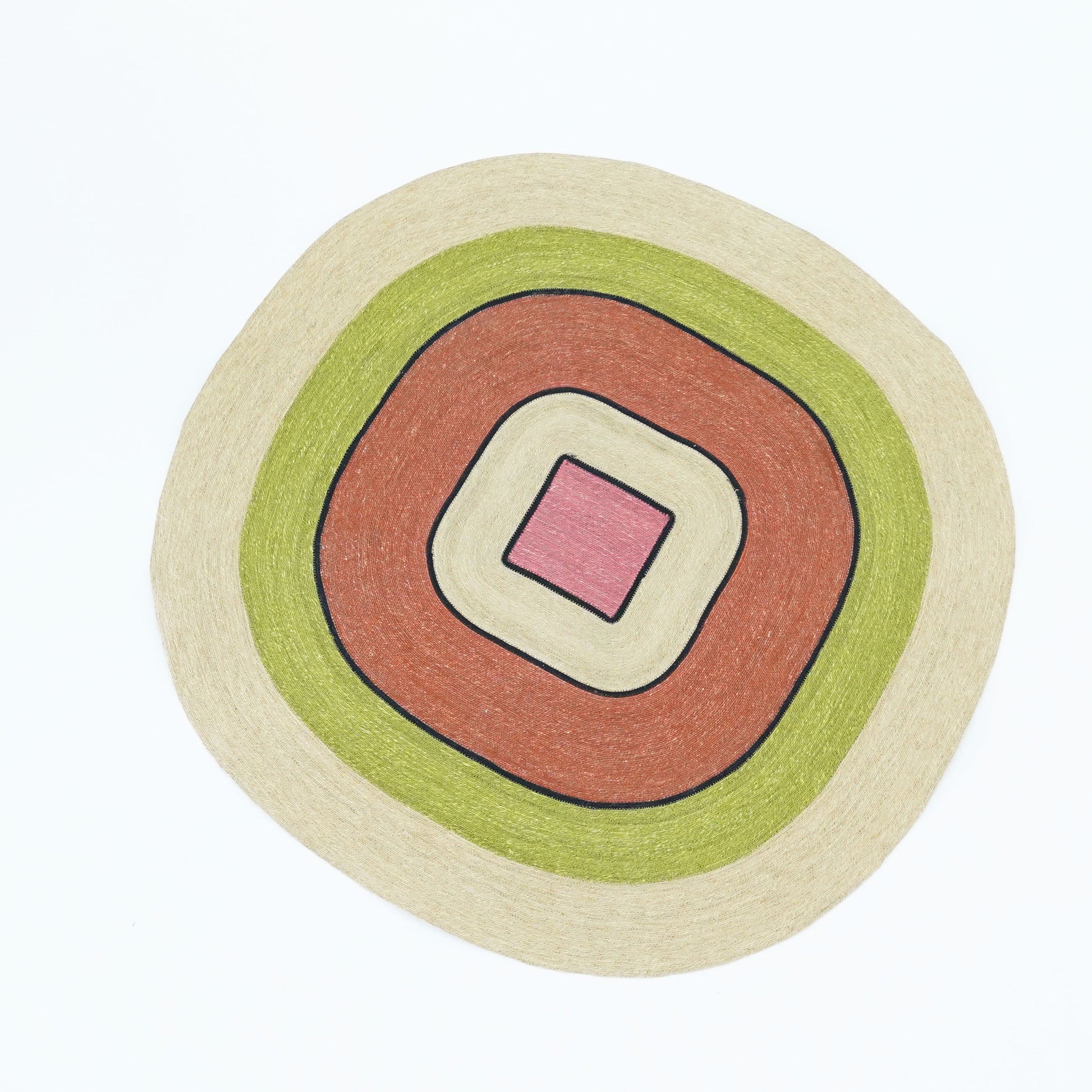 Handmade Kai Seagrass Collection Manu Rug – multicolour seagrass rug, sustainable and artisanal design from Tribe Dubai.