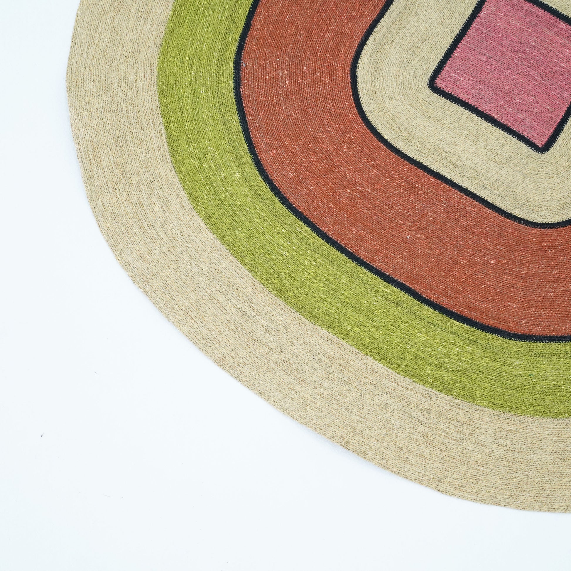 Handmade Kai Seagrass Collection Manu Rug – multicolour seagrass rug, sustainable and artisanal design from Tribe Dubai.