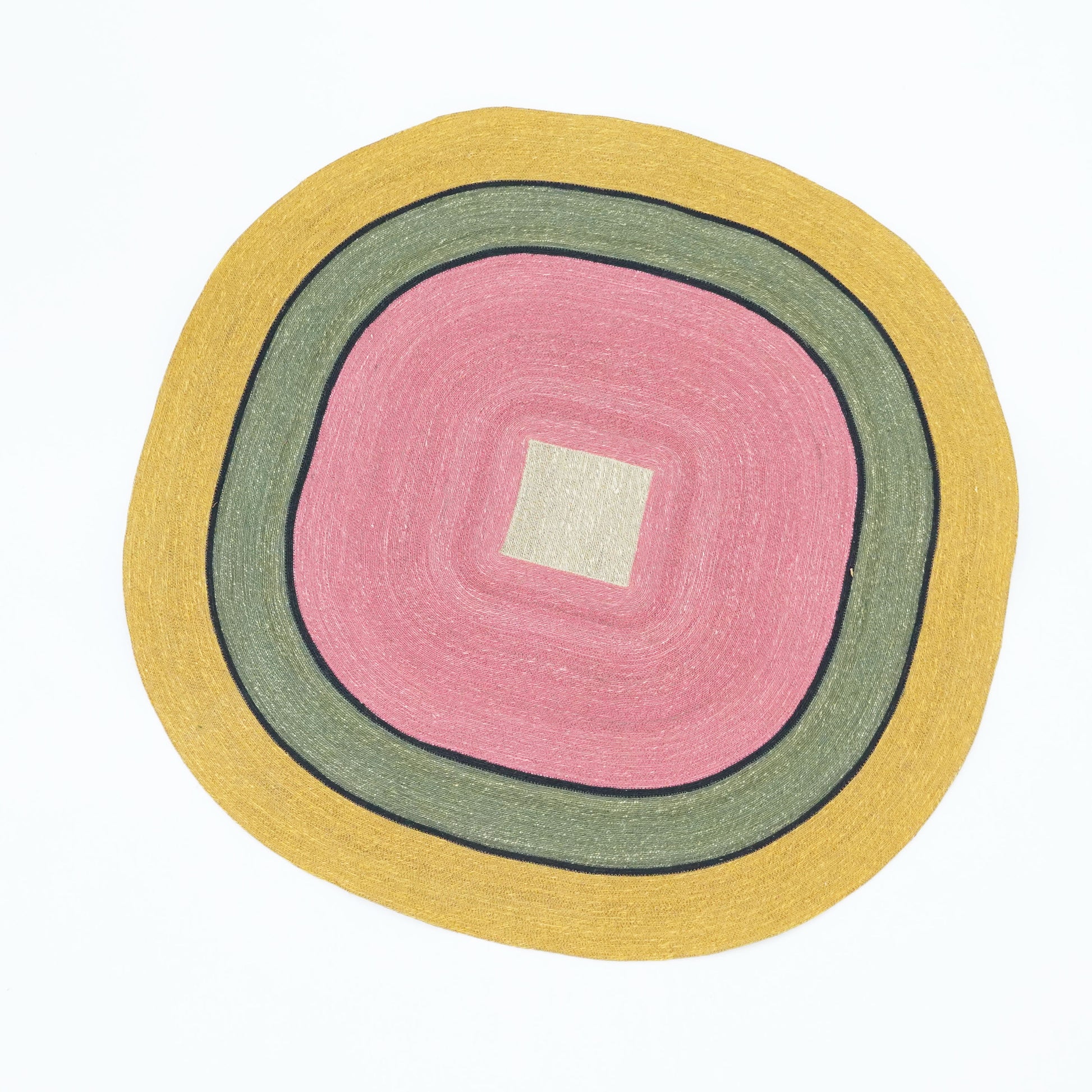 Handmade Kai Seagrass Collection Manu Rug – multicolour seagrass rug, sustainable and artisanal design from Tribe Dubai.
