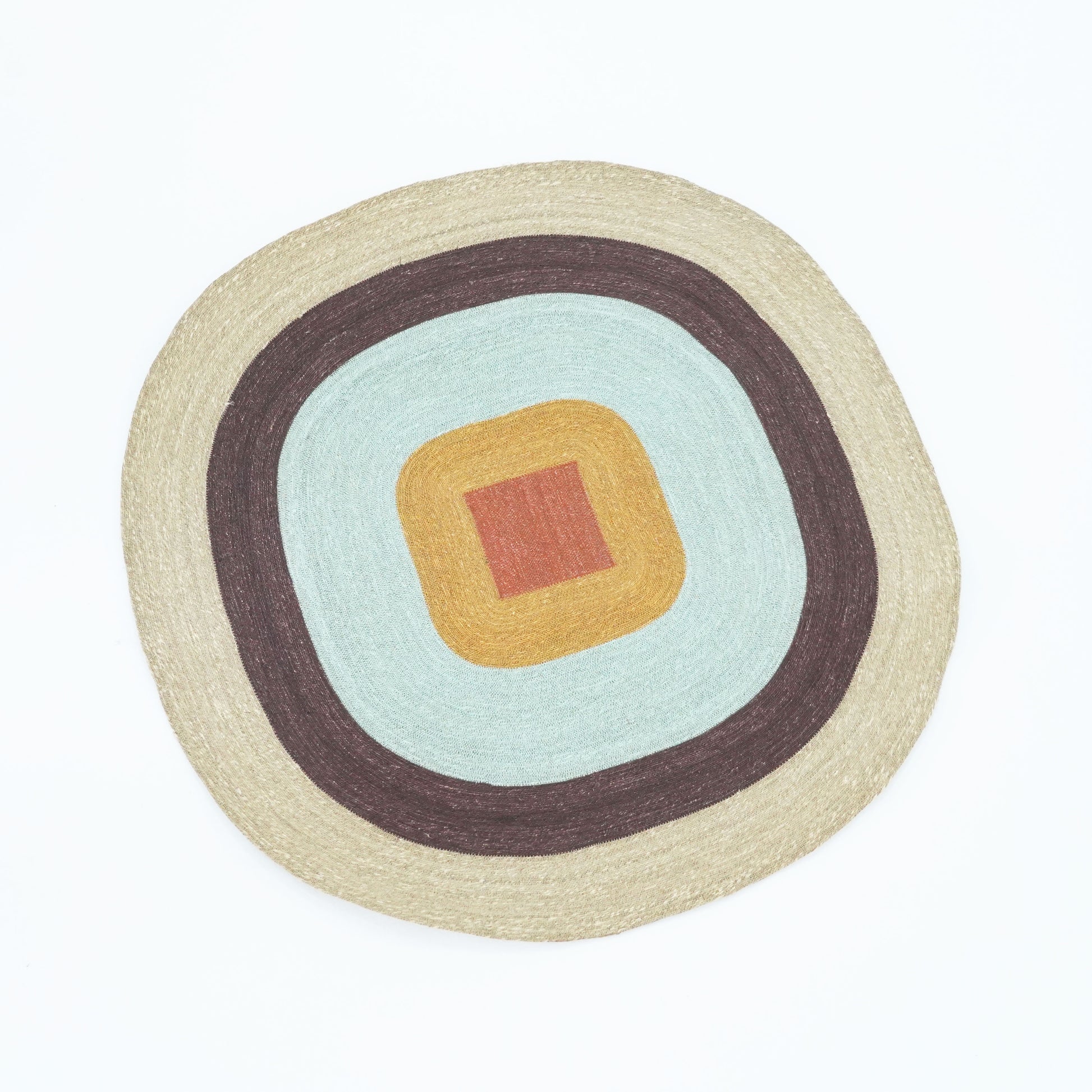 Handmade Kai Seagrass Collection Manu Rug – multicolour seagrass rug, sustainable and artisanal design from Tribe Dubai.