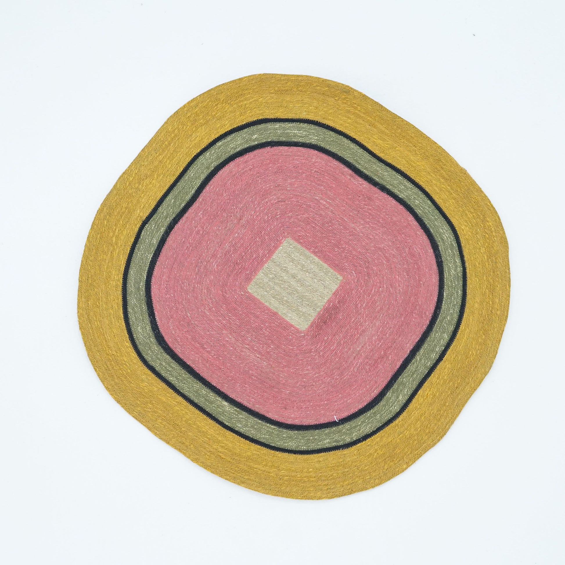 Handmade Kai Seagrass Collection Manu Rug – multicolour seagrass rug, sustainable and artisanal design from Tribe Dubai.