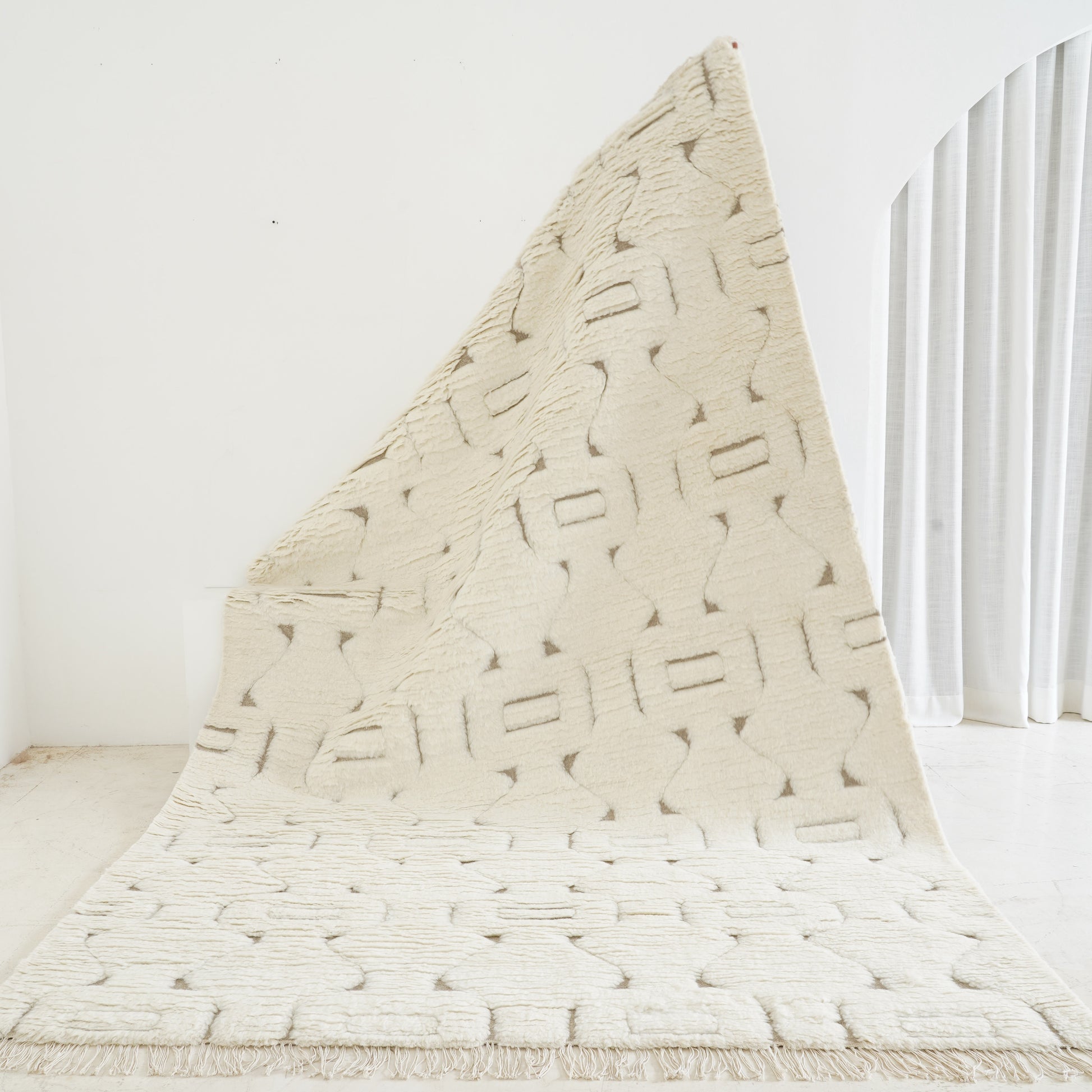 Soft white wool and cotton rug,  sustainable indoor rug - Tribe Rugs Collection