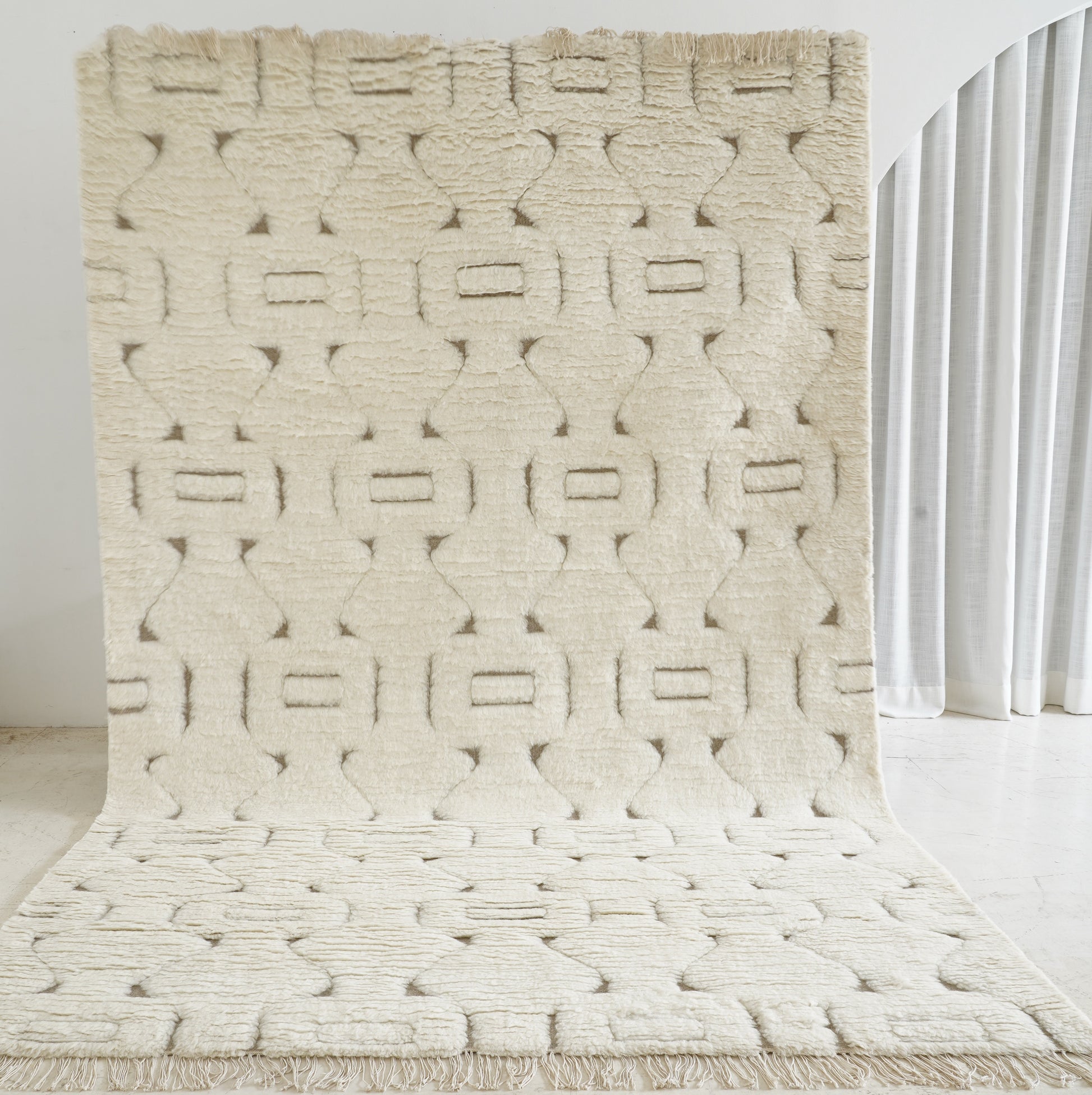 Soft white wool and cotton rug,  sustainable indoor rug - Tribe Rugs Collection