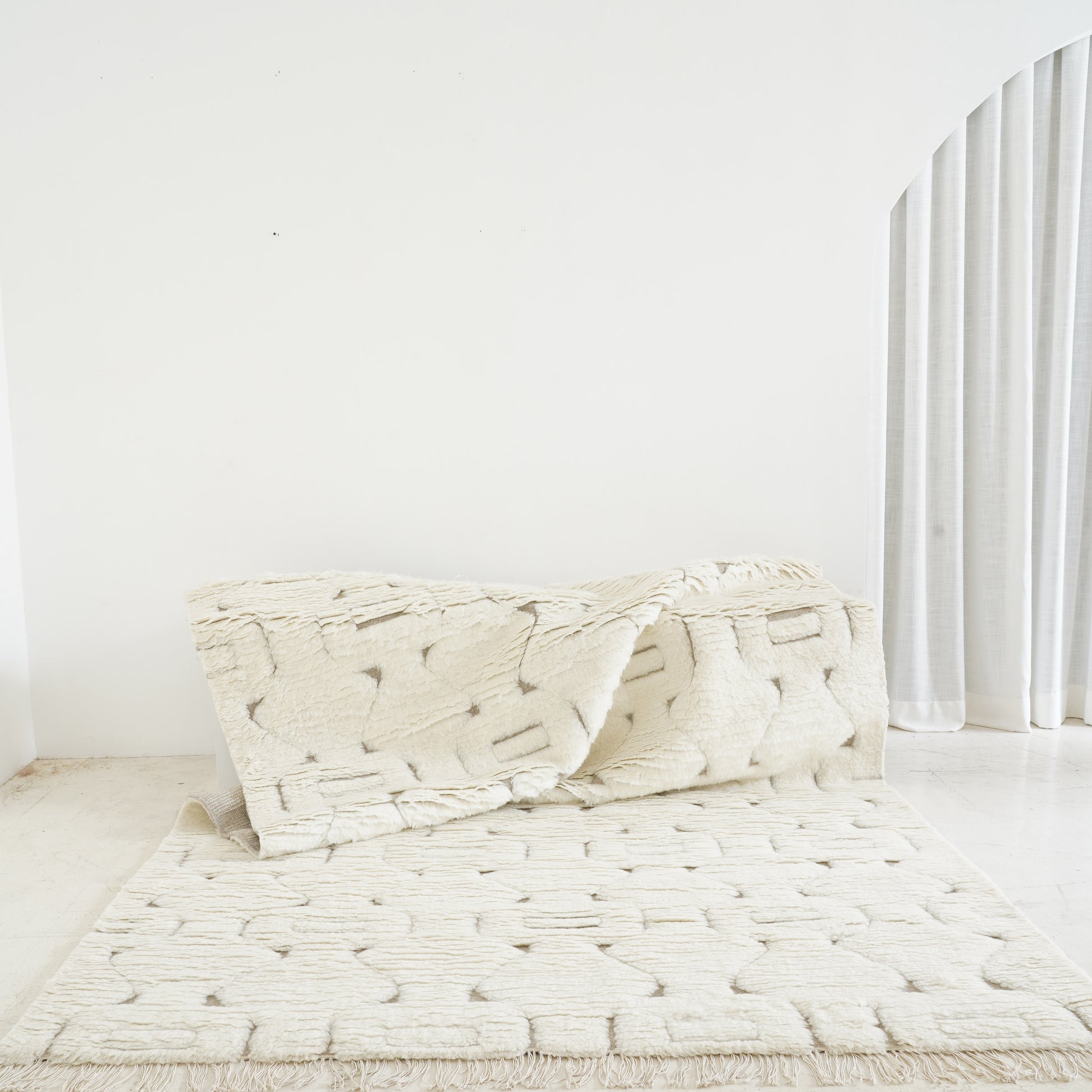 Soft white wool and cotton rug,  sustainable indoor rug - Tribe Rugs Collection