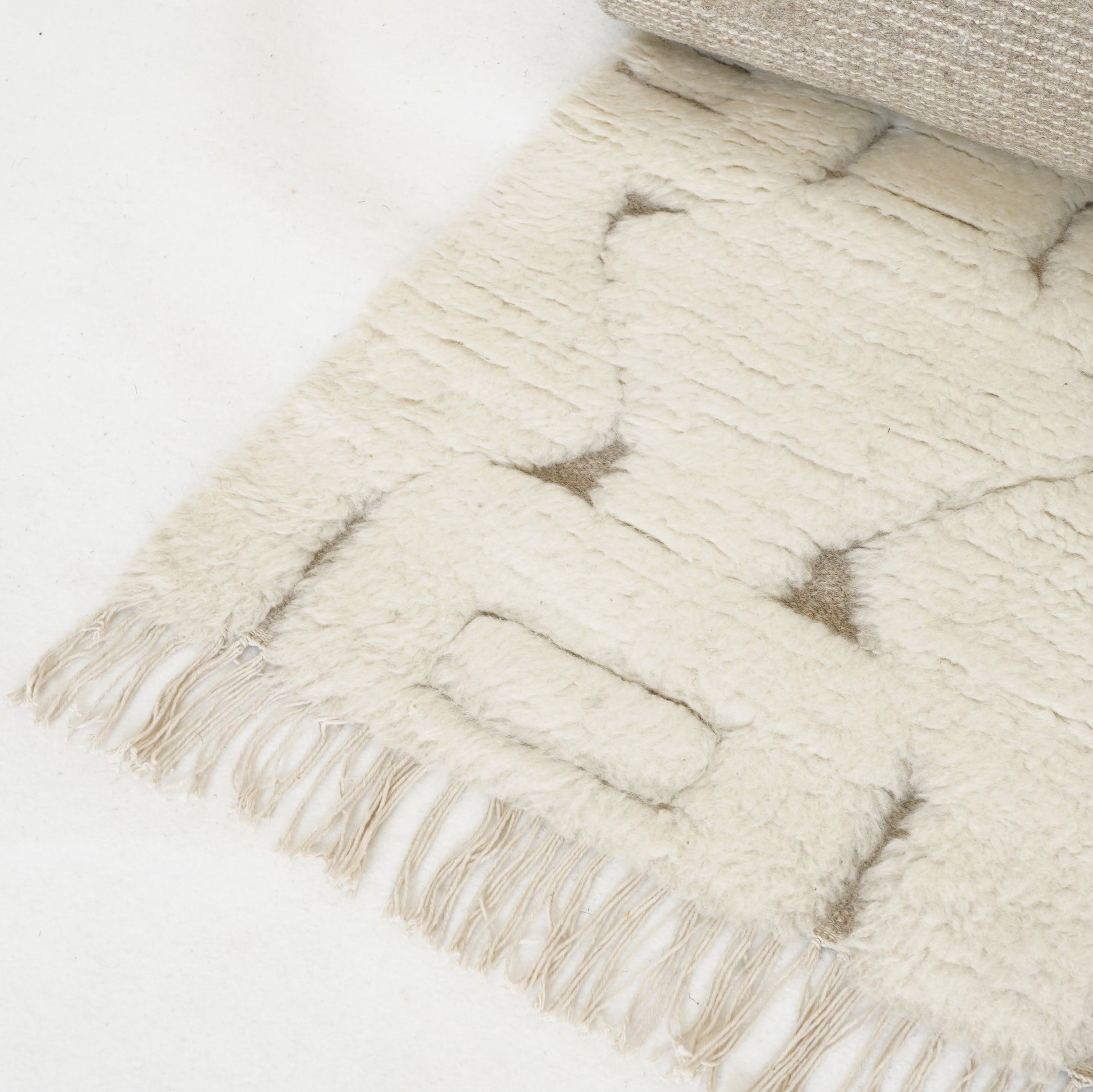 Soft white wool and cotton rug,  sustainable indoor rug - Tribe Rugs Collection