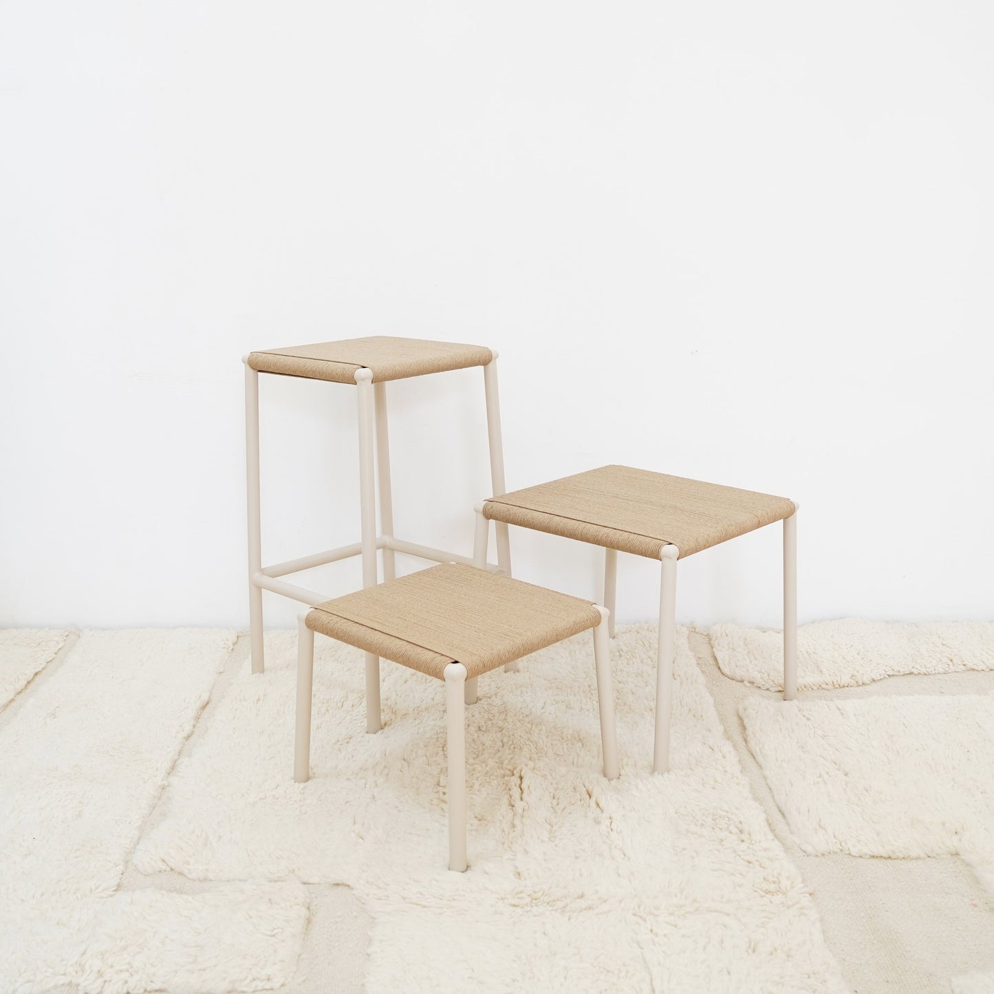 Papyrus Bar Stool Made from Braided Paper Weave and Steel
