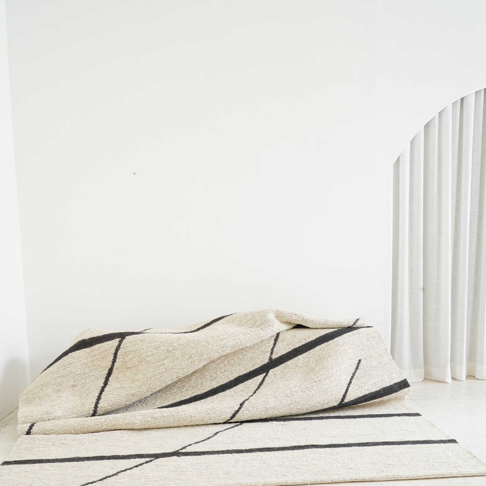 Ivory and charcoal jute rug, eco-friendly indoor rug design - Tribe Rugs Collection