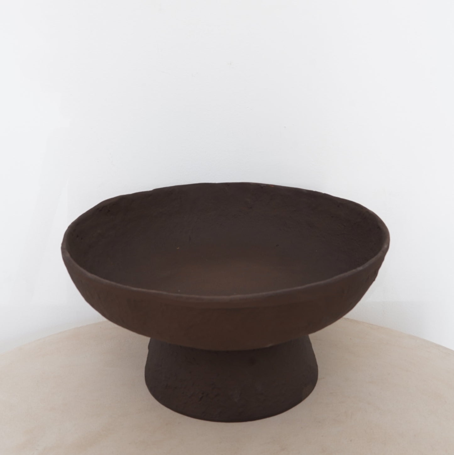 Coffee-coloured recycled aluminum decorative bowl, eco-friendly and handcrafted for stylish home decor.