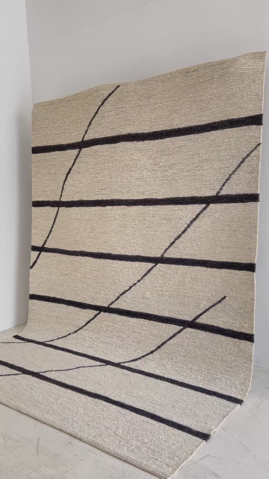 Ivory and charcoal jute rug, eco-friendly indoor rug design - Tribe Rugs Collection