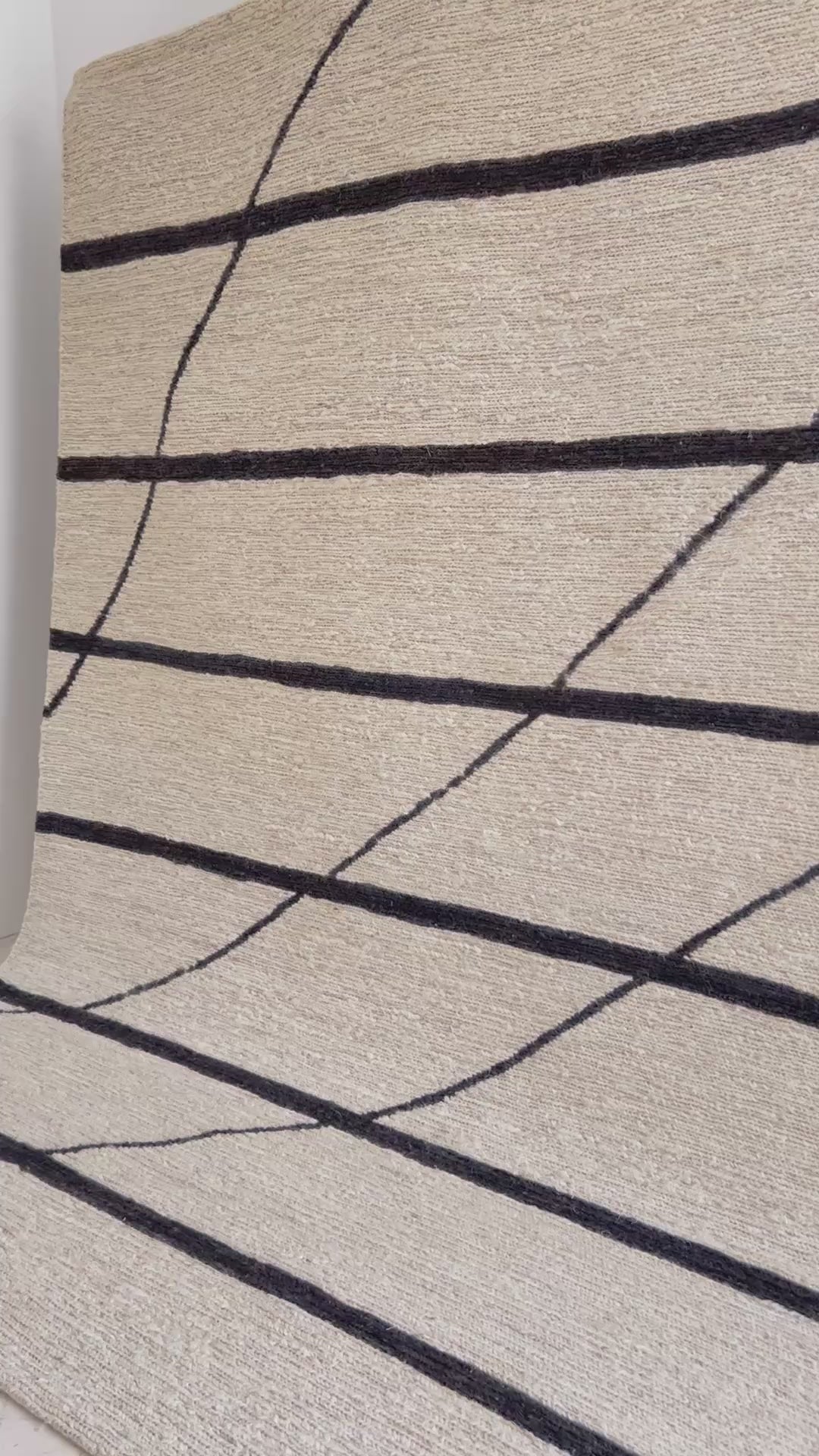 Ivory and charcoal jute rug, eco-friendly indoor rug design - Tribe Rugs Collection