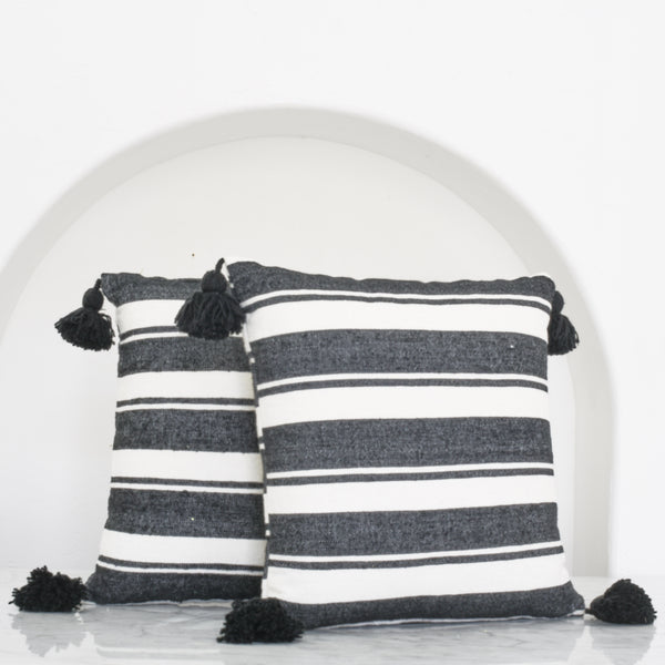 Gray and white sales striped throw pillows