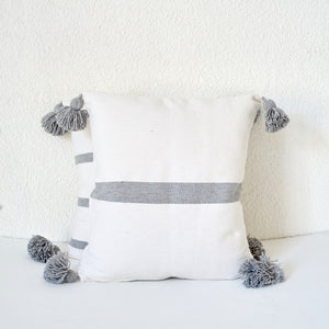 Cinnamon Stripe Cushion, Grey and White