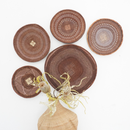 TongaBinga Plates - Chocolate w/ Grey - Wall Decoration