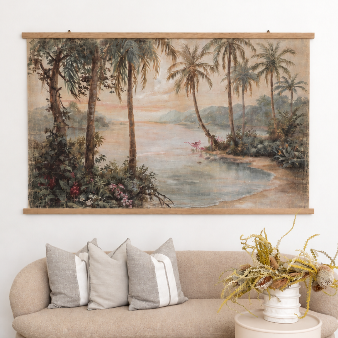 Luxe Banner Recycled Paper Print - Flamingo beach