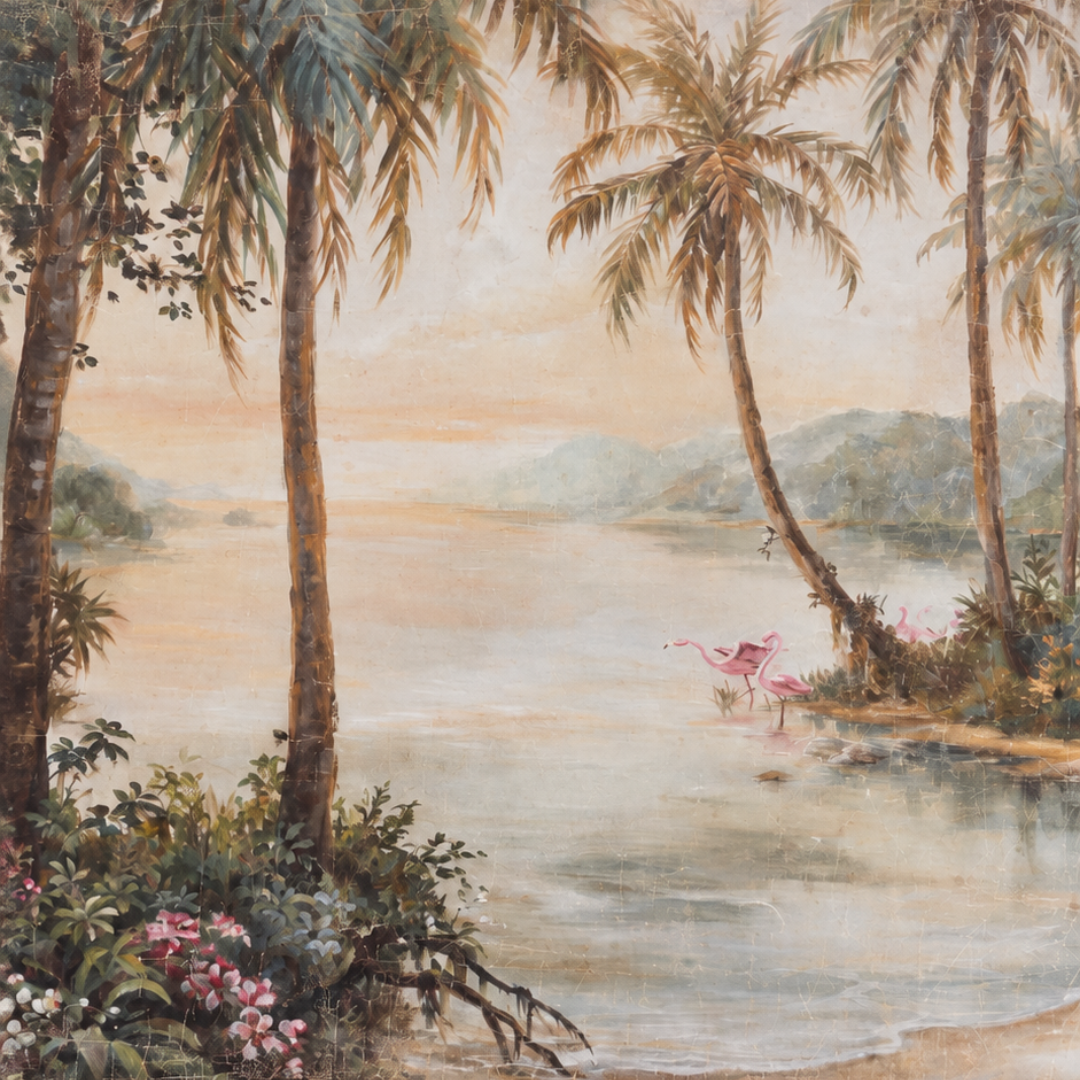 Luxe Banner Recycled Paper Print - Flamingo beach