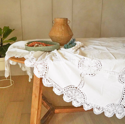 Crochet Linen Collection - Pearl Tablecloth