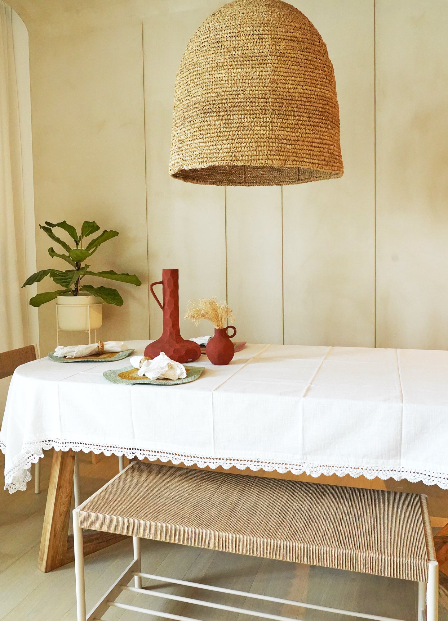 Crochet Linen Collection - Ruby Tablecloth