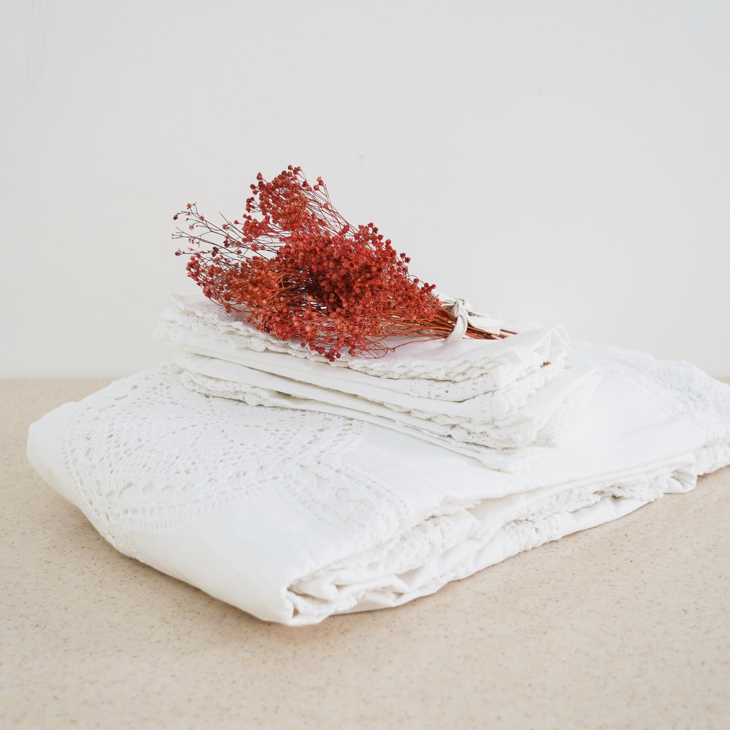 Crochet Linen Collection - Pearl Tablecloth