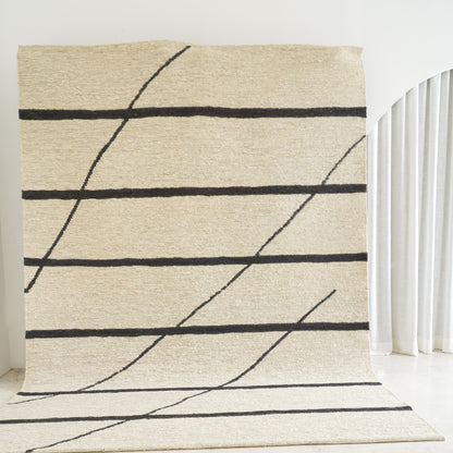 Ivory and charcoal jute rug, eco-friendly indoor rug design - Tribe Rugs Collection