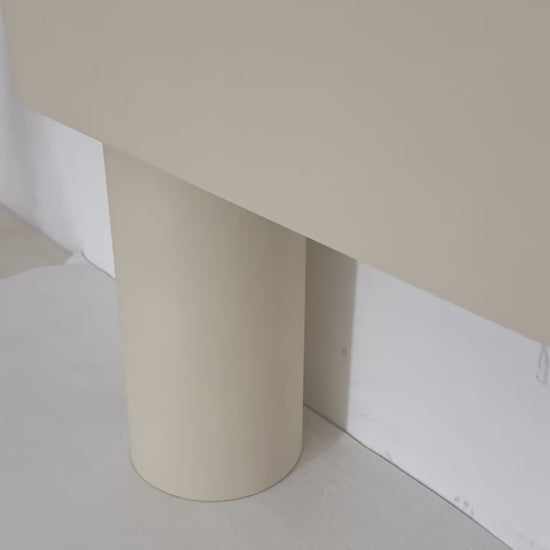 Minimalist microcement console table with smooth finish and clean lines, ideal for modern interiors.