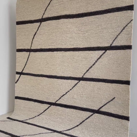 Ivory and charcoal jute rug, eco-friendly indoor rug design - Tribe Rugs Collection