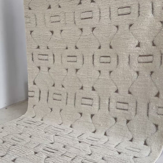 Soft white wool and cotton rug,  sustainable indoor rug - Tribe Rugs Collection