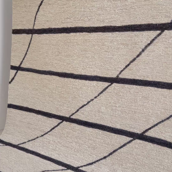 Ivory and charcoal jute rug, eco-friendly indoor rug design - Tribe Rugs Collection