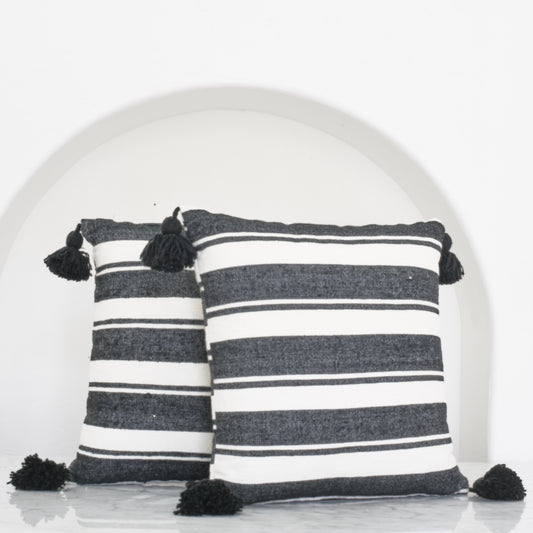 Cinnamon Black & White Stripe Cushion