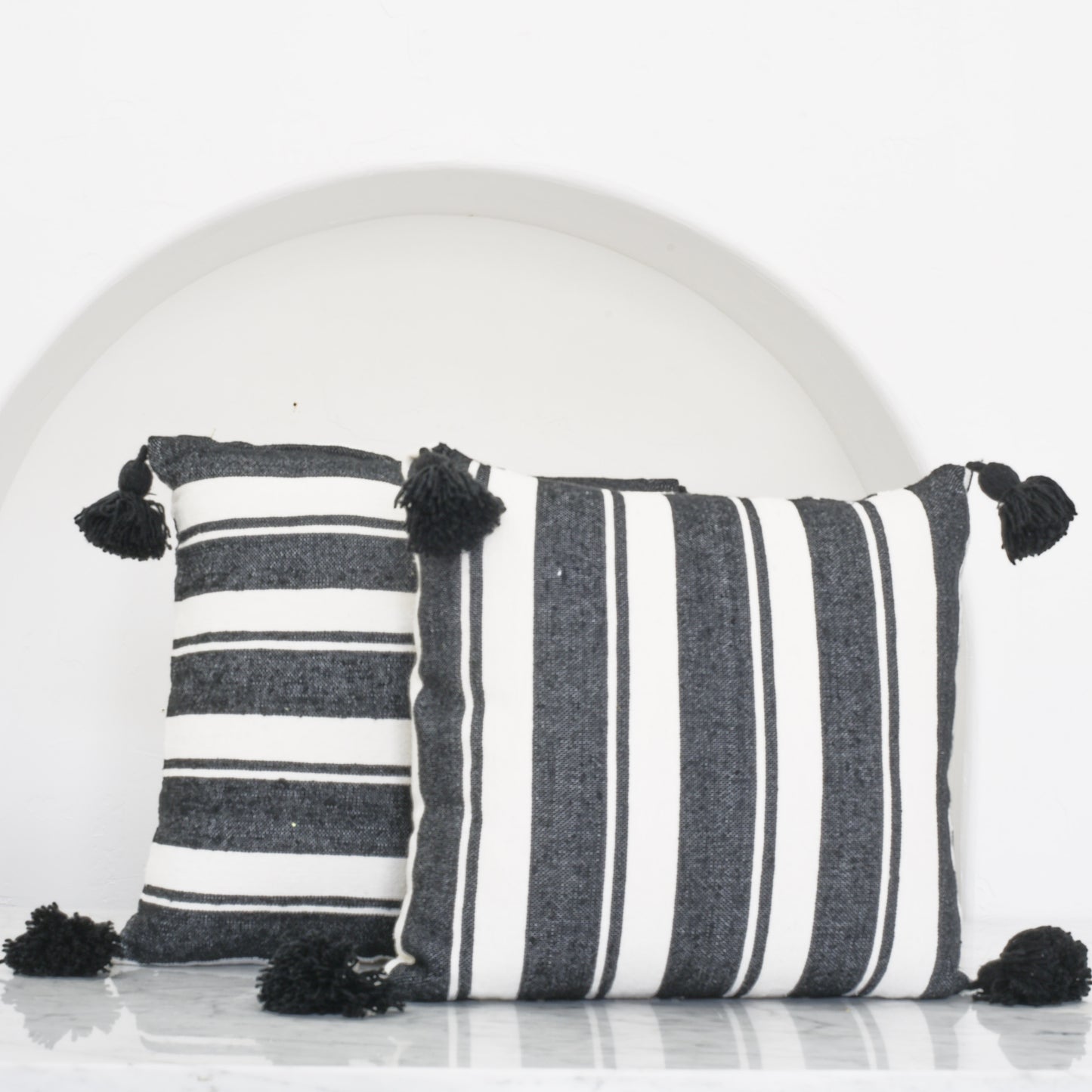 Cinnamon Black & White Stripe Cushion