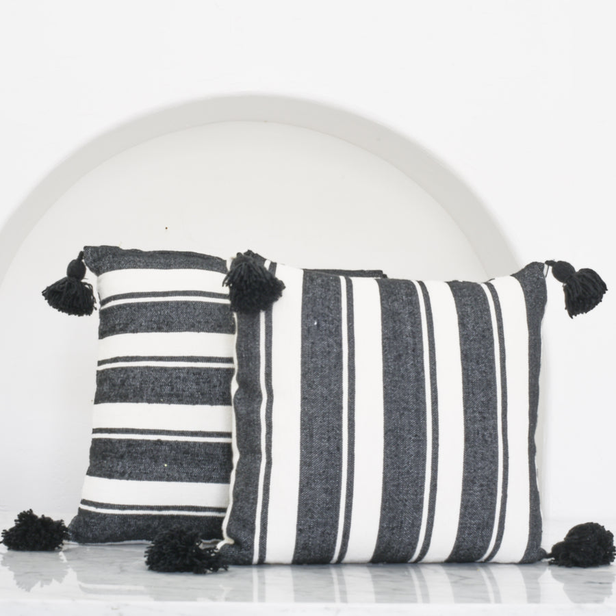 Cinnamon Black & White Stripe Cushion