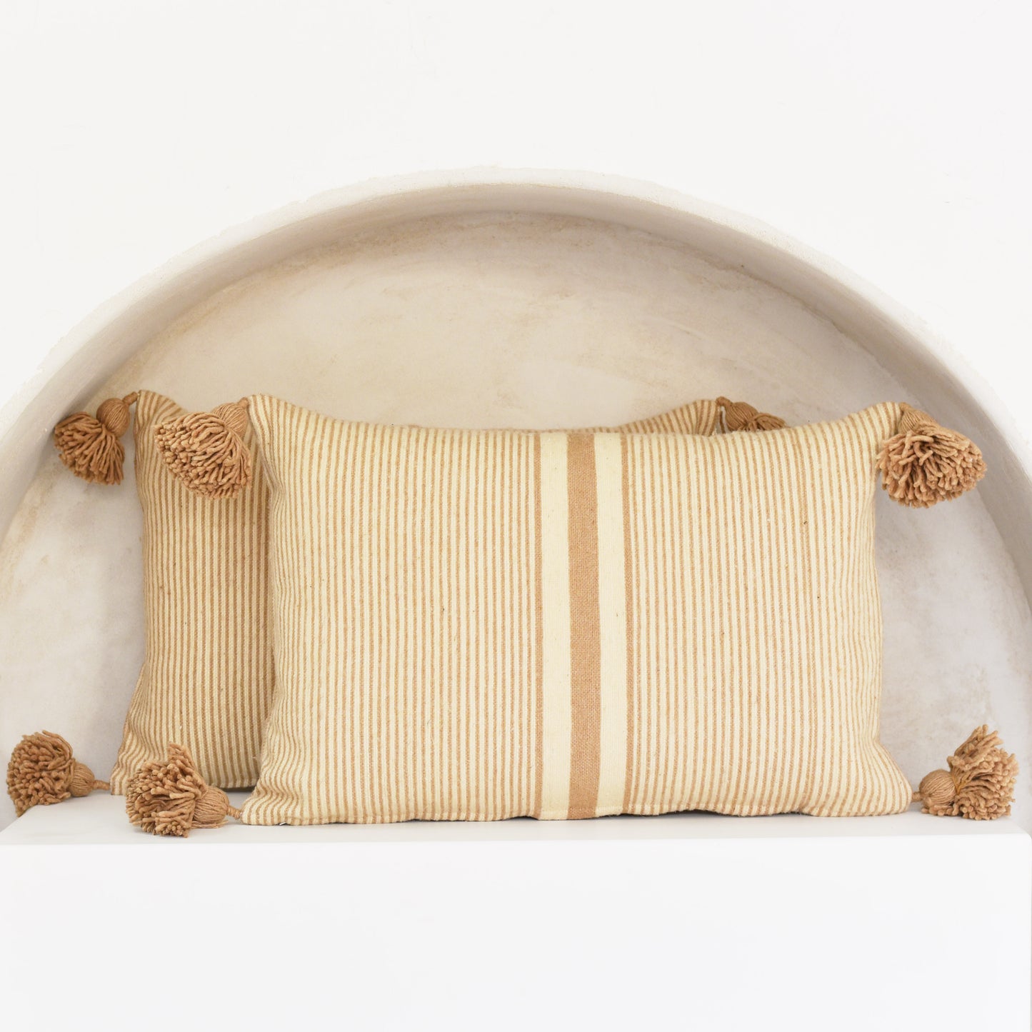 Cinnamon Beige Thick & Thin Stripe Cushion