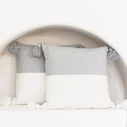 Cinnamon Half Grey & White Cushion