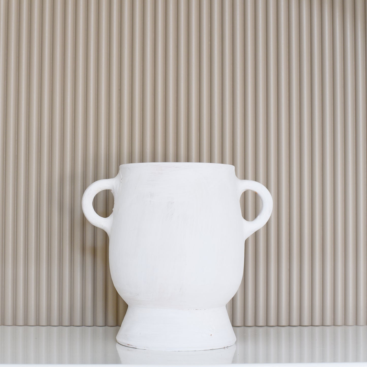 Earth Collection - Clara Ceramic Pot, white washed