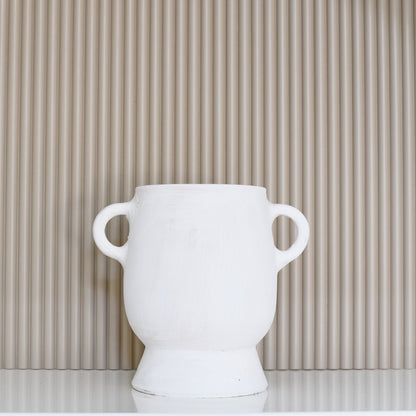 Earth Collection - Clara Ceramic Pot, white washed