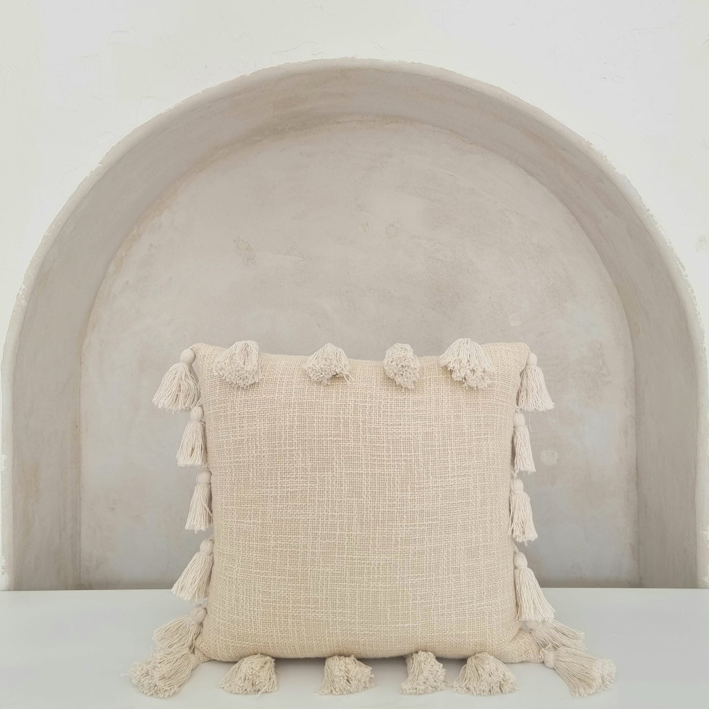 Dori Ivory Tassel Cushion