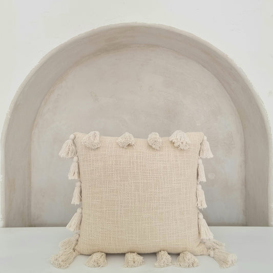 Dori Ivory Tassel Cushion