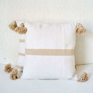 Cinnamon Stripe Cushion, Natural and White