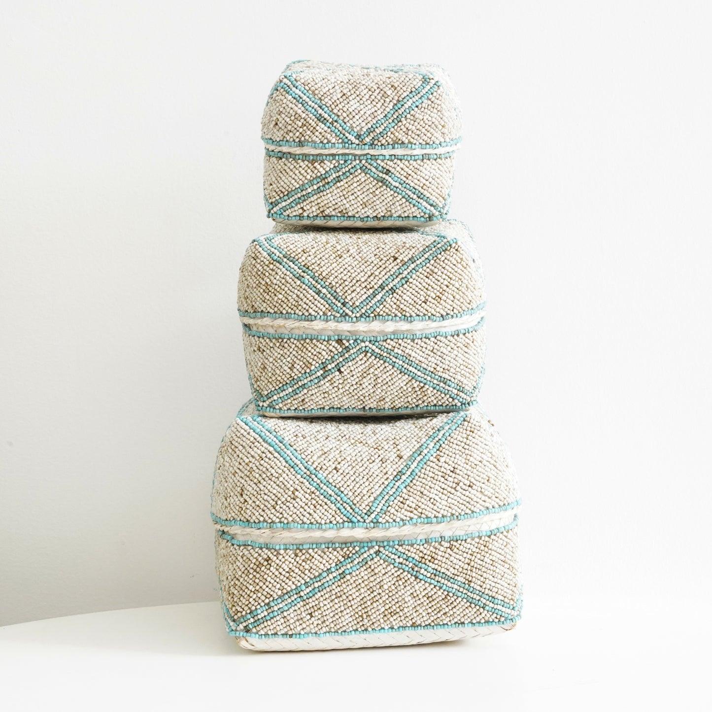 Turquoise Beaded Basket